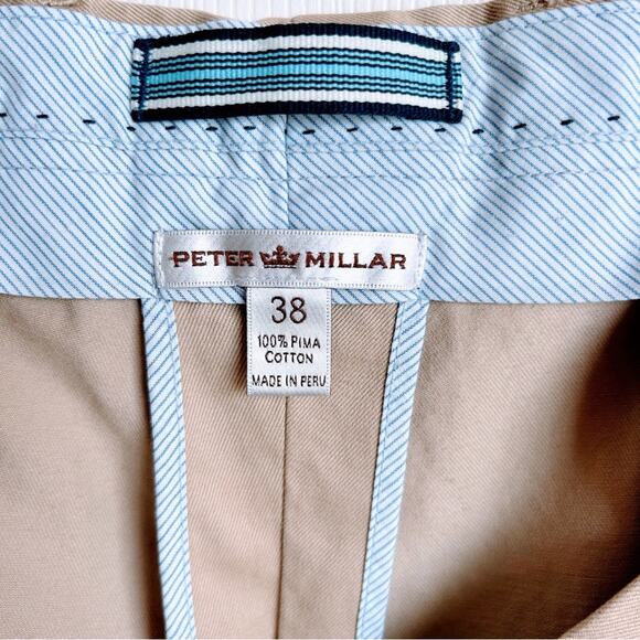 Peter Millar Khaki Flat Front Pima Cotton Golf Shorts - Picture 3 of 3